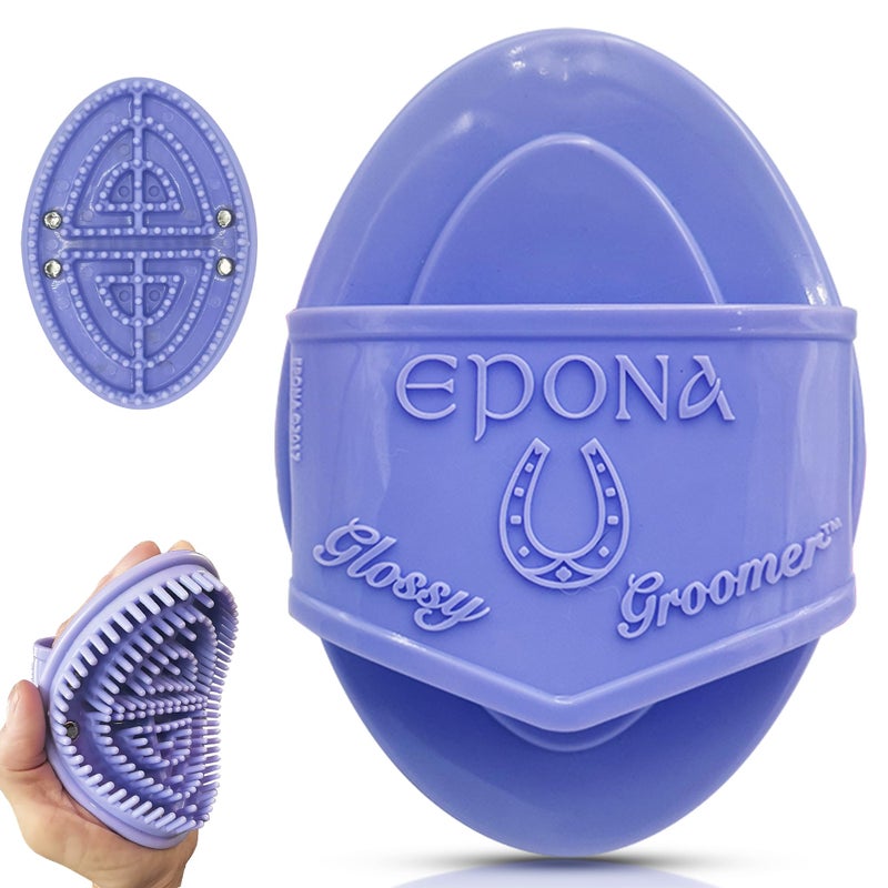 Epona Lavender Flexible Glossy Curry Comb for Horses â€“ Soft, Ergonomic Grooming Brush with Flexible Tines for Deep Cleaning, Massage & Shedding Care - Image 1